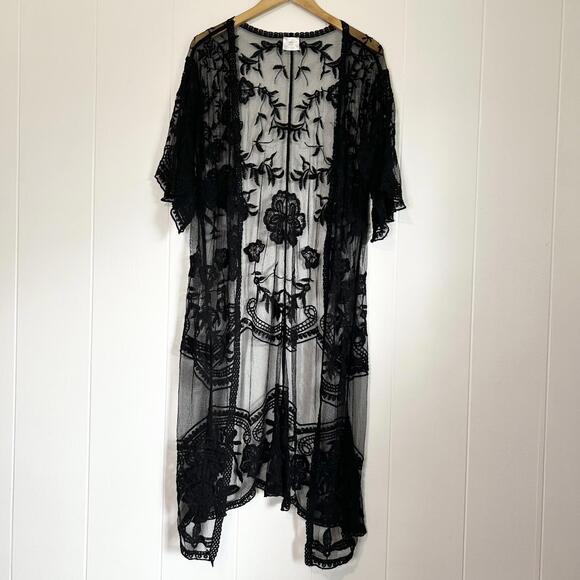 siren lily Jackets & Blazers - Siren Lily Floral Lace Crochet Sheer Open Cardigan Cover Up Women's Large